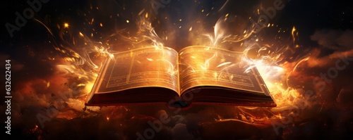 Shining Holy Bible. AI generative.