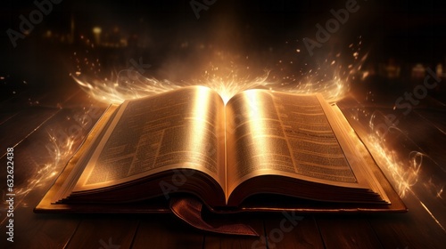 Shining Holy Bible. AI generative. photo