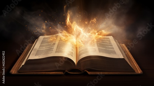 Shining Holy Bible. AI generative.