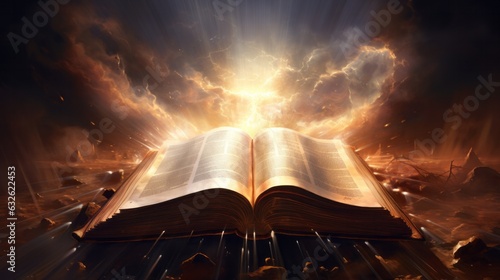 Shining Holy Bible. AI generative.