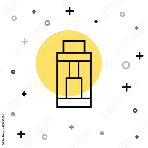 Black line Vape mod device icon isolated on white background. Vape smoking tool. Vaporizer Device. Random dynamic shapes. Vector