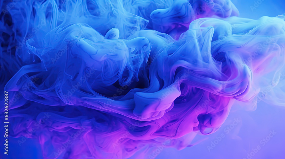Dense Dark Blue-Cyan Liquid Smoky Abstract Foggy Background Generative AI