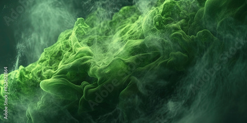 Dense Lush Green Liquid Smoky Abstract Foggy Background Generative AI