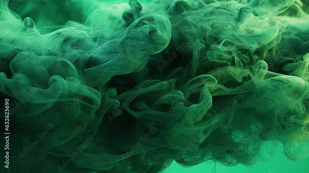 Obraz premium Dense Dark Green Liquid Smoky Abstract Background Generative AI