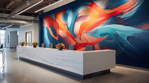 company brand wall graphics in reception area generative AI