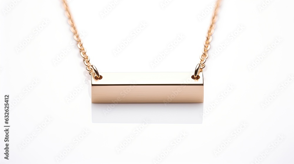 contemporary minimalist bar necklace in gold isolated on a white background generative AI contemporary minimalist bar necklace in gold isolated on a white background generative AI