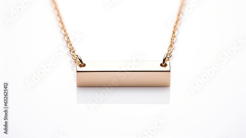 contemporary minimalist bar necklace in gold isolated on a white background generative AI