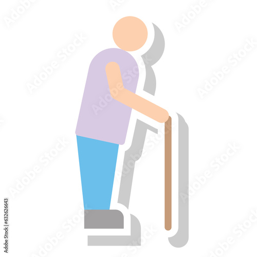 Old man walk with stick