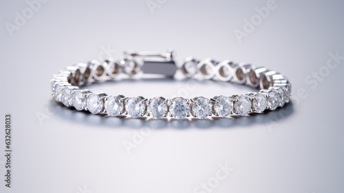 elegant diamond tennis bracelet in white gold isolated on a white background generative AI