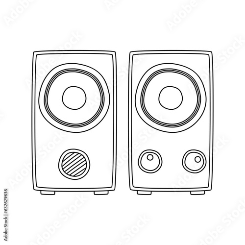 Doodle speakers icon. Hand drawn speakers icon in vector. Speakers illustration. Doodle loudspeakers icon in vector