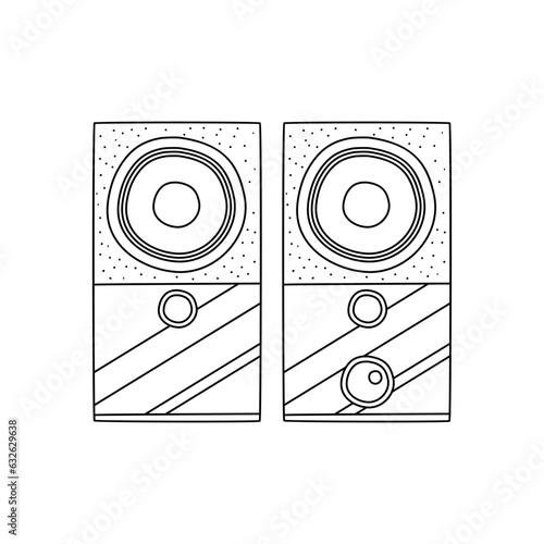 Doodle speakers icon. Hand drawn speakers icon in vector. Speakers illustration. Doodle loudspeakers icon in vector
