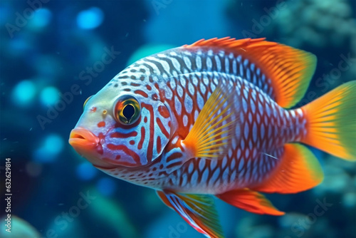 A beautiful fish in the aquarium