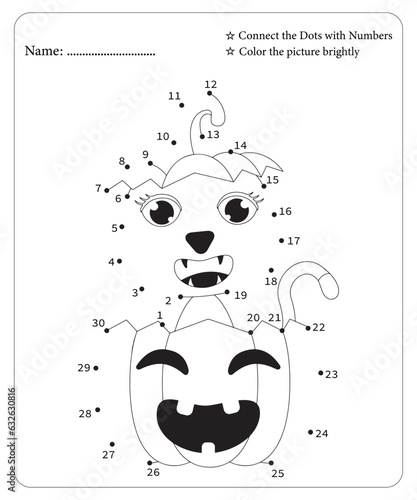 A fun halloween connect the dots activity puzzle for kids to enjoy learning numbers skill