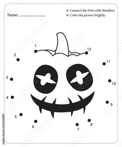 Delightful halloween connect the dots game featuring a pumpkin for children to enjoy