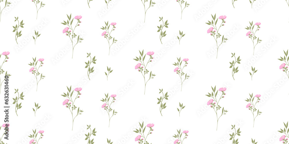 Floral pattern of delicate eustomas on a white background.