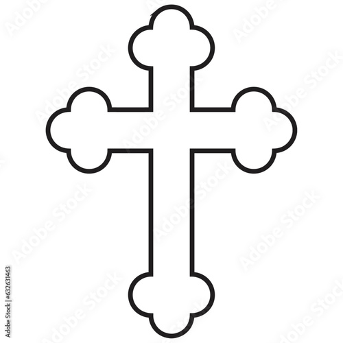 Serbian orthodox cross, black flat icon