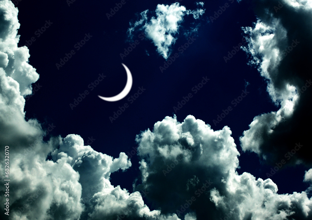 The moon in the night sky