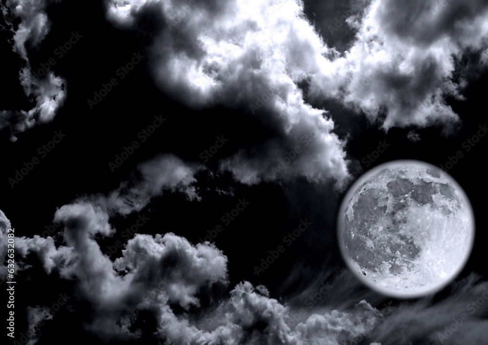 The moon in the night sky