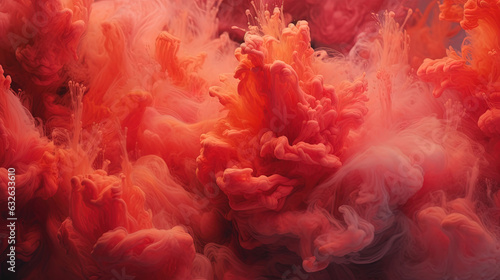 Red Dense Liquid Ink Smoky and Foggy Abstract Background AI Generative