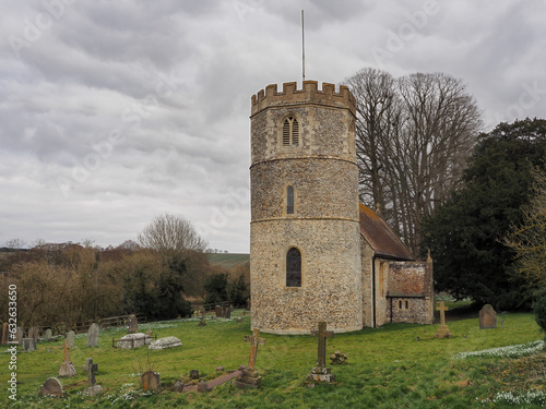 St. Marys Church, Great Shefford, a largely 12th-century church, has a rare round tower, one of only two churches in Berkshire, UK