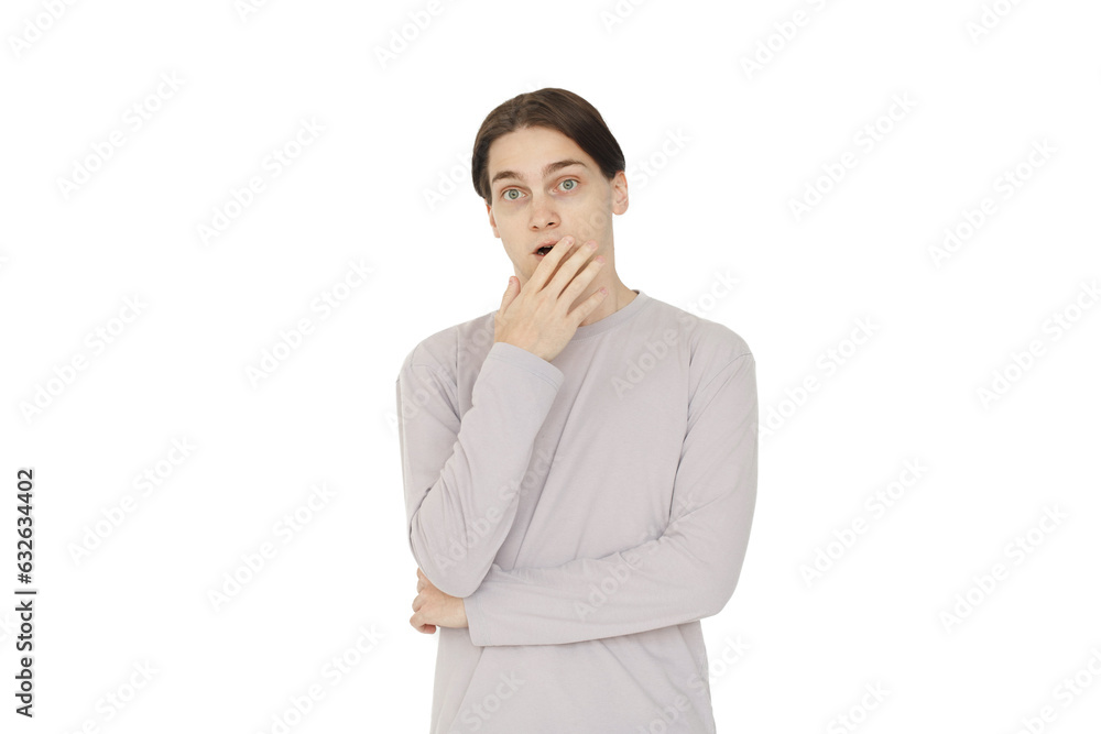 Shocked young man isolated on white background Shocked young man isolated on white background