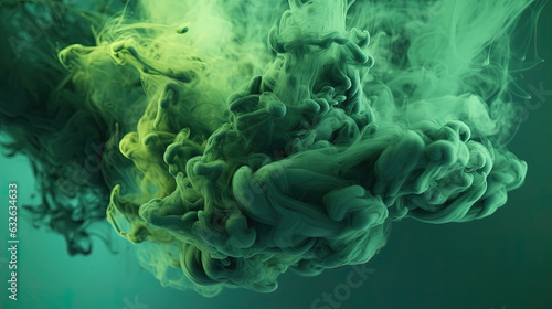 Green Color Liquid Ink Dense Smoky Abstract Misty Background AI Generative © Image Lounge