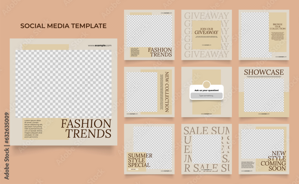 Naklejka premium social media template banner fashion sale promotion. fully editable instagram and facebook square post frame puzzle organic sale poster..