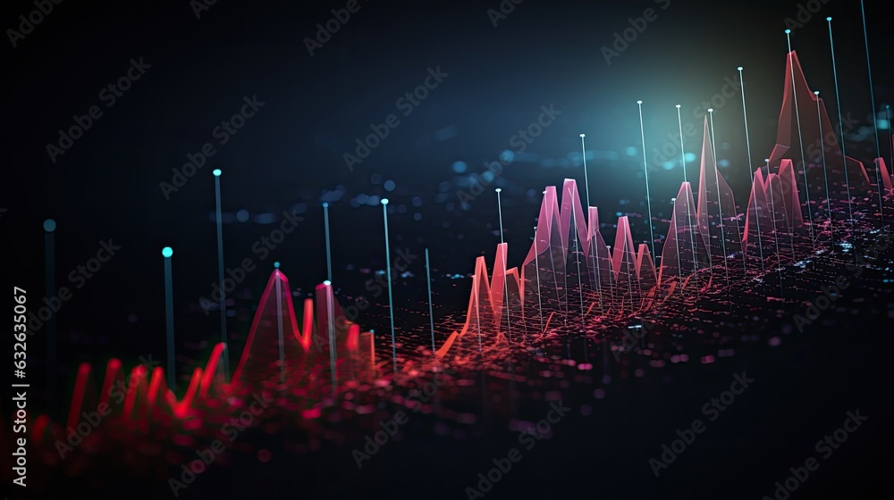 macro shot of a graph showing upward sales trends generative AI - obrazy, fototapety, plakaty 