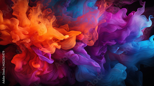 Abstract Art of floating Liquid Smoke Rainbow Colored Background AI Generative