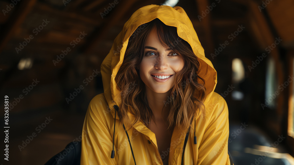 happy Tourist Woman Over Yellow Background Generative ai happy Tourist Woman Over Yellow Background Generative ai