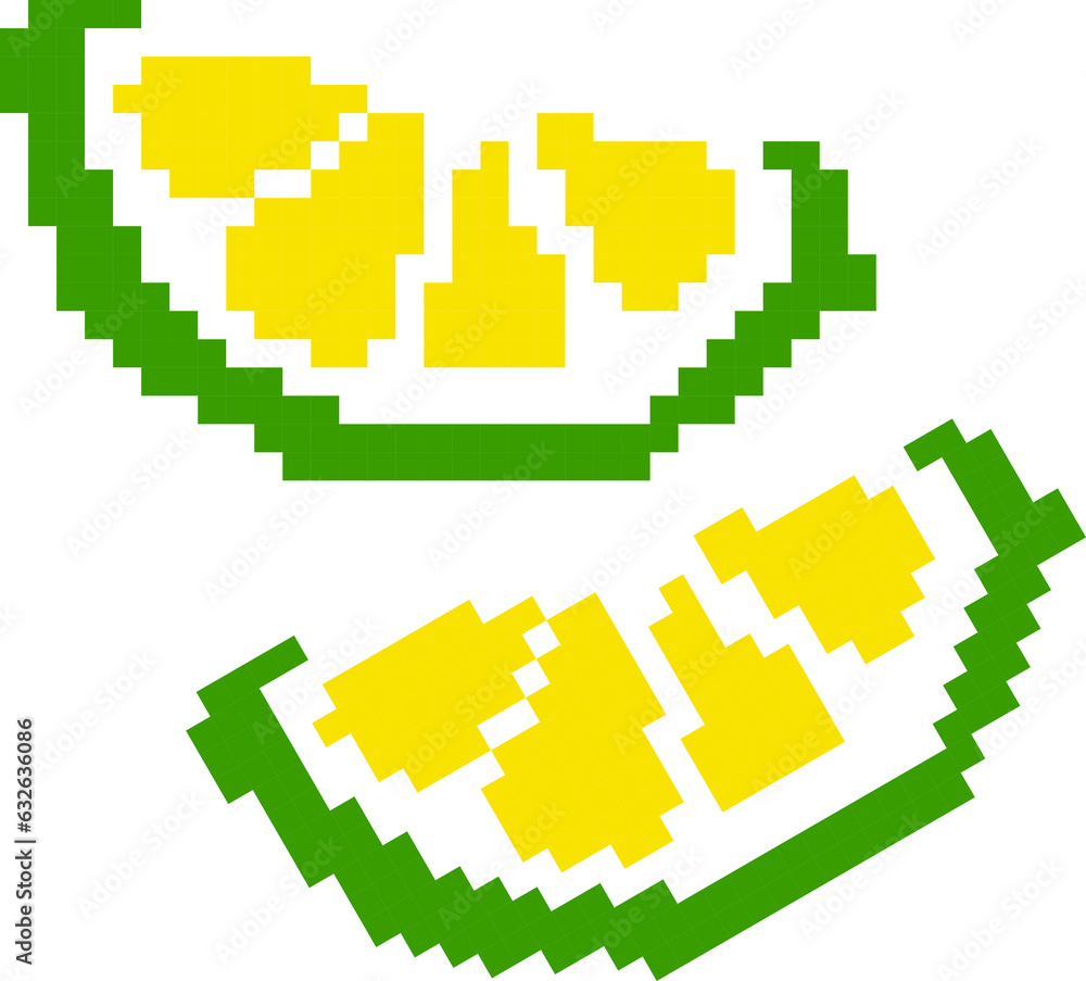 Fototapeta premium Lemon cartoon icon in pixel style