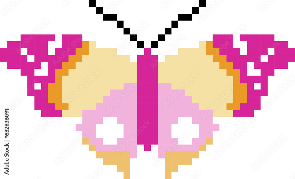 Fototapeta premium Butterfly cartoon icon in pixel style
