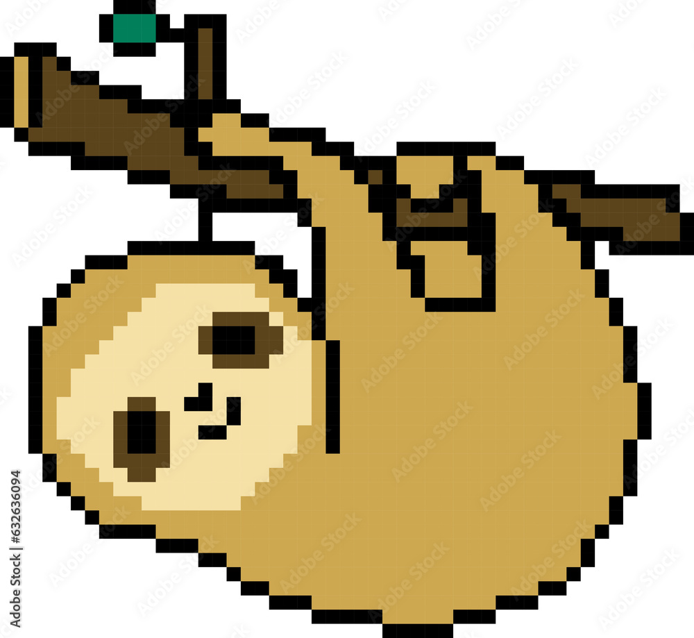 Sloth cartoon icon in pixel style Sloth cartoon icon in pixel style