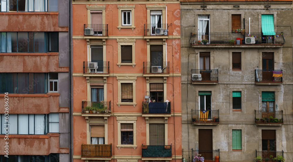 Facade of residential buildings in Spain