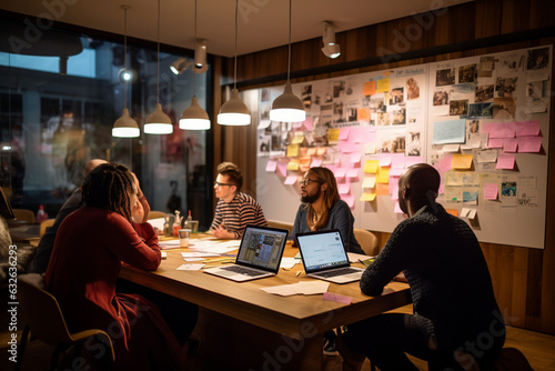 Diversity teem. Designer's meeting at modern office. AI generated