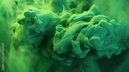 Green Dense Liquid Paint Smoky and Foggy Abstract Background AI Generative