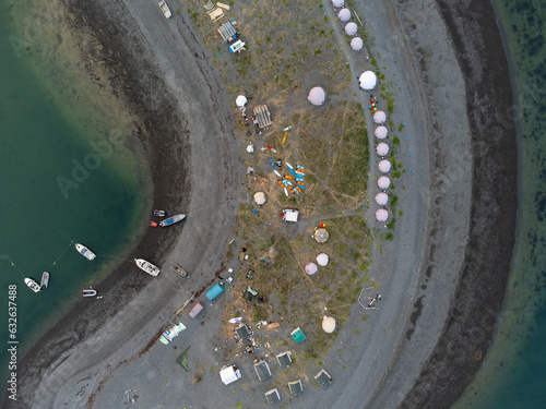 a large camp on a small island in the middle of the Sea of Okhotsk in the Shantar islands photo