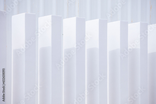 White concrete fence with outdoor wall and abstract architecture. Clear and beautiful shadows. modern design ideas