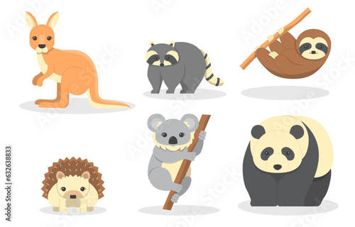 Cute wild animal Hand drawn cartoon characters vector