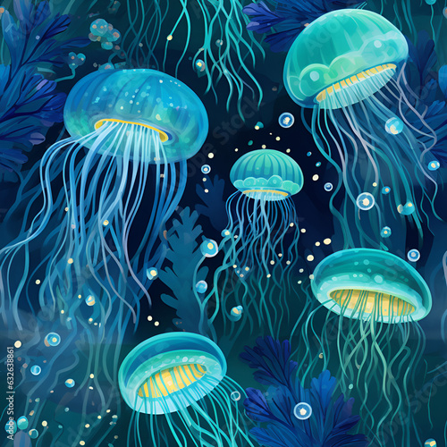 jelly fishes in the sea,bulo,water,Ai generated