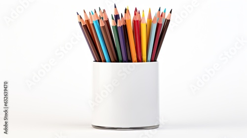 colored pencil holder isolated on white generative AI