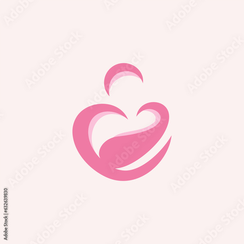 midwife logo design. Vector illustration abstract mom and baby with love shape. modern logo design vector icon template