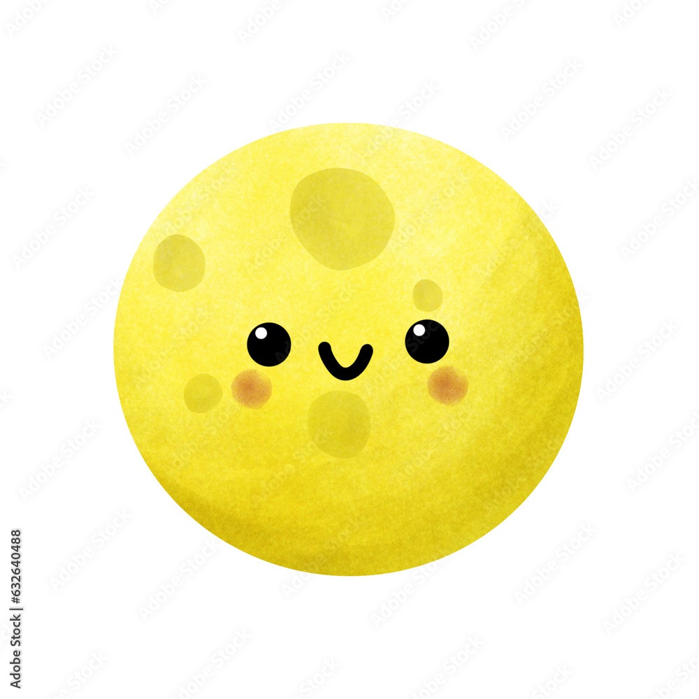 Fototapeta premium the moon smiling mid autumn festival food element illustration