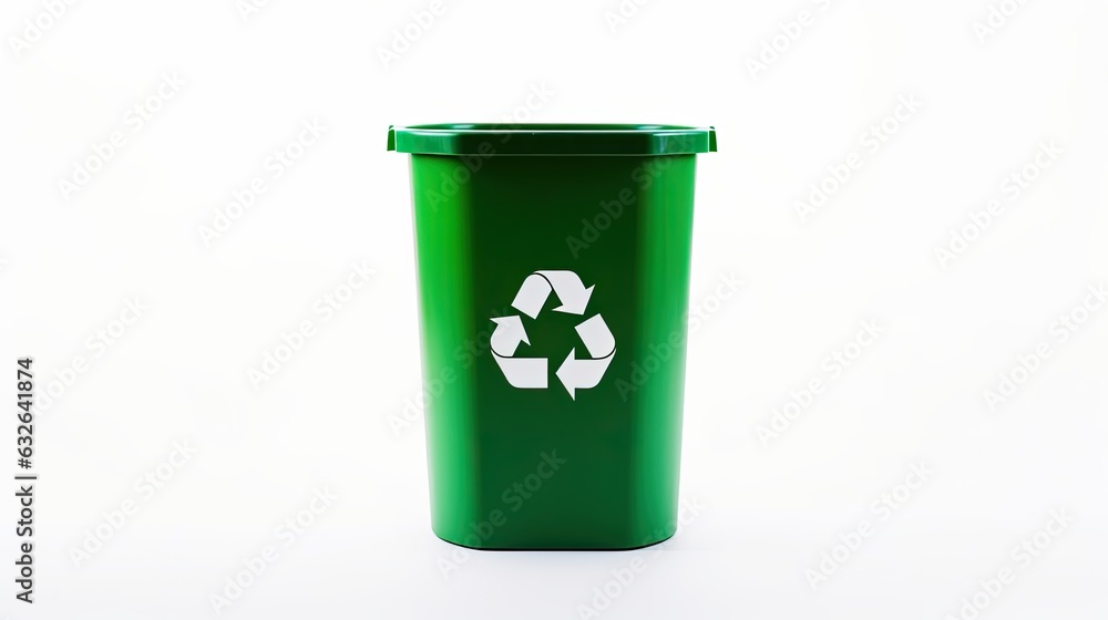 green recycling bin isolated on white generative AI green recycling bin isolated on white generative AI