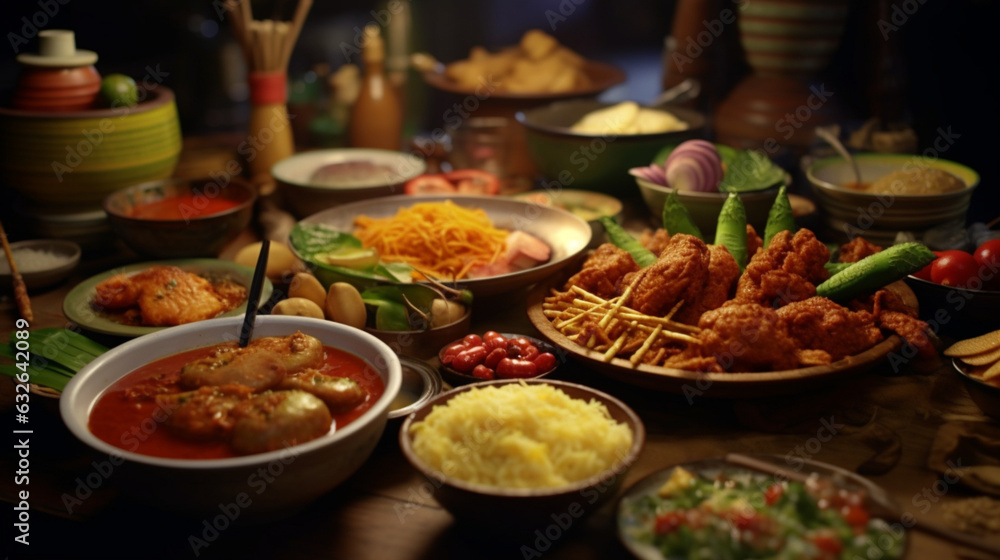 malaysian food hyperrealistic color grading dept o, Generative Ai