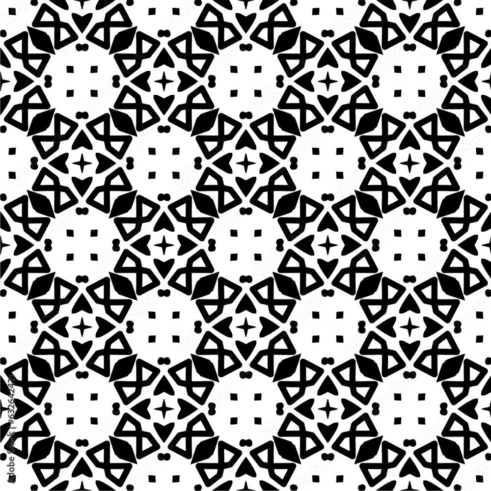 Black and white  pattern . Figures ornament.Seamless pattern for fashion, textile design,  on wall paper, wrapping paper, fabrics and home decor.
