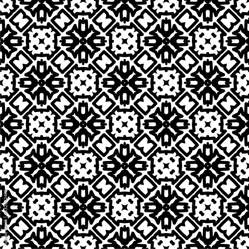 Black and white  pattern . Figures ornament.Seamless pattern for fashion, textile design,  on wall paper, wrapping paper, fabrics and home decor.
