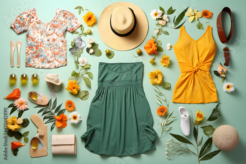 woman summer party dress green and teal