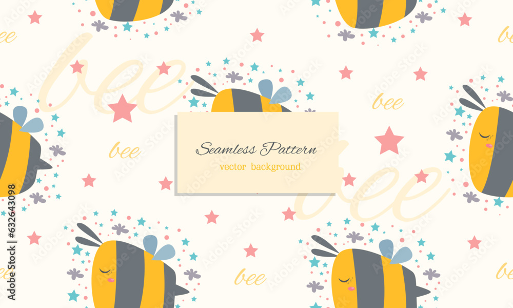 Cute bee seamless pattern