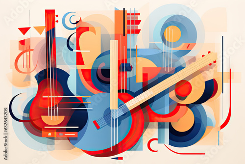 Harmonious Melange: Collage of Musical Instruments on Abstract Soundwaves